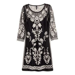 Embroidered Mesh Dress